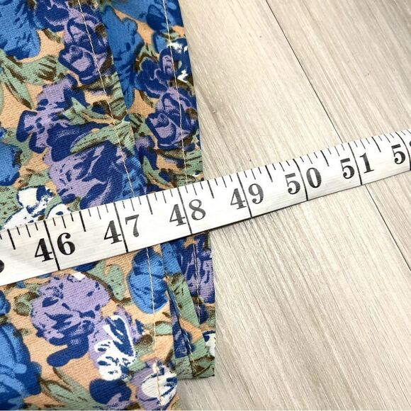 Entro Dress Women’s Medium Blue/Purple/Tan Floral Print Sleeveless V-Neck Midi - Picture 7 of 7